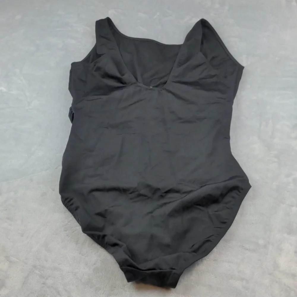 InstantFigure High Neck Ruched Tummy Control Black One Piece Swimsuit - Picture 6 of 6